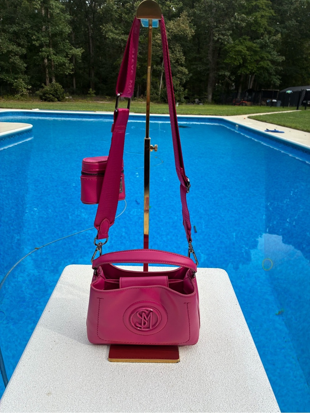 Steve Madden Hot Pink Crossbody Bag with Detachable Pouch
